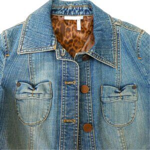 Classiques Entier Denim Jacket Cotton Spandex Partial Animal Satin Lining Stretc